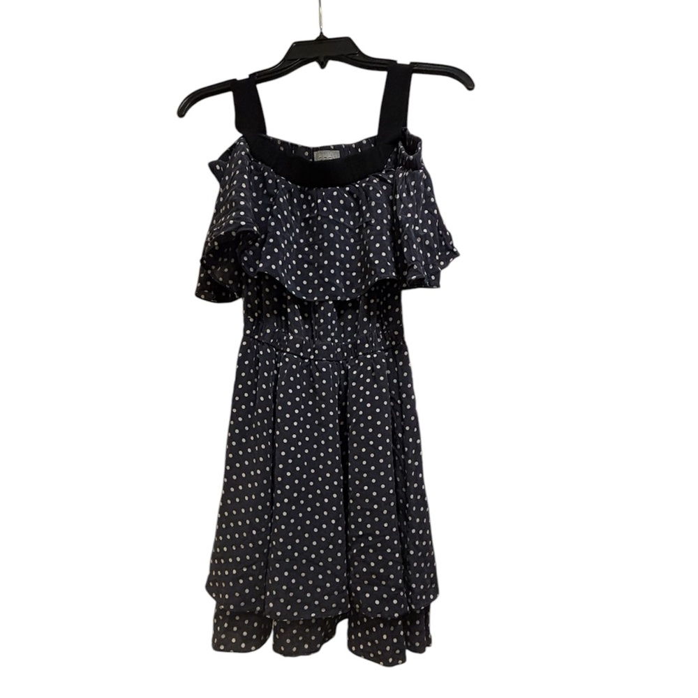 GREY BY JASON WU Navy Polka Dot Off the Shoulder Dress
